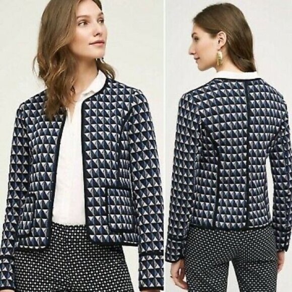 Anthropologie Hei Hei Vala Quilted Boxy Blazer Jacket Womens S Academia - Picture 2 of 8